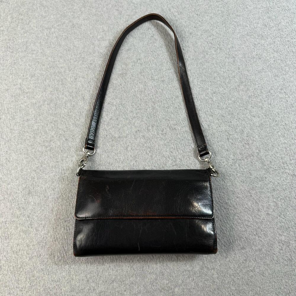 Hobo International Purse Bag Womens Small Black Leather Organizer Handbag Retro